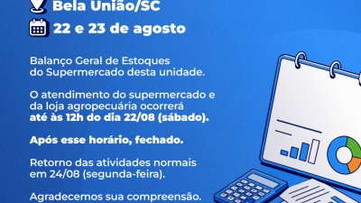 Bela Uni&atilde;o/SC dias 22 e 23/08