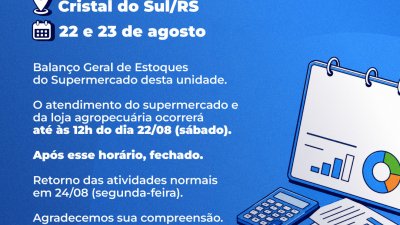 Cristal do Sul/RS dias 22 e 23/08