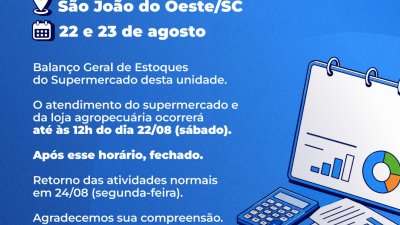 S&atilde;o Jo&atilde;o do Oeste/SC dias 22 e 23/08 