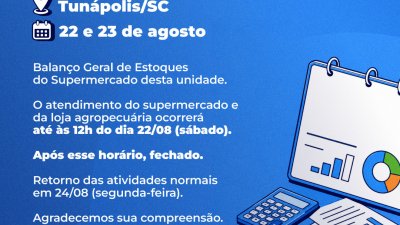 Tun&aacute;polis/SC dias 22 e 23/08